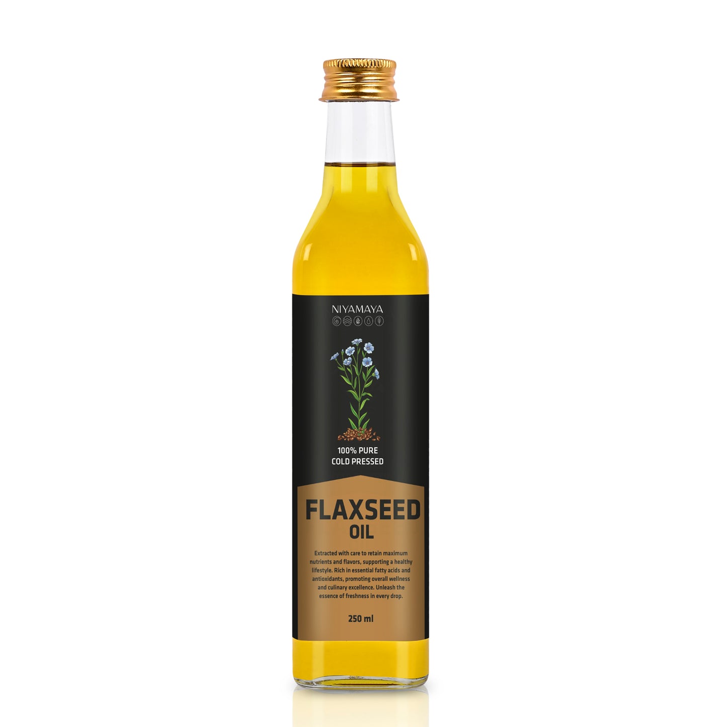 Niyamaya Cold Pressed Flaxseed Oil | 100% Pure, Natural & Rich in Omega-3 | Wood-Pressed