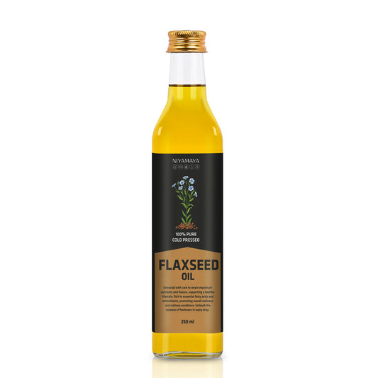Niyamaya Cold Pressed Flaxseed Oil | 100% Pure, Natural & Rich in Omega-3 | Wood-Pressed
