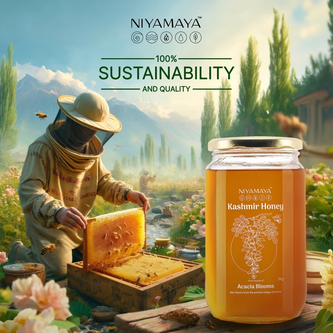 Kitchen Essentials - Pure Desi Ghee, Kashmir Honey, Black Mustard Oil & Yellow Mustard Oil ( 500 ml Each )